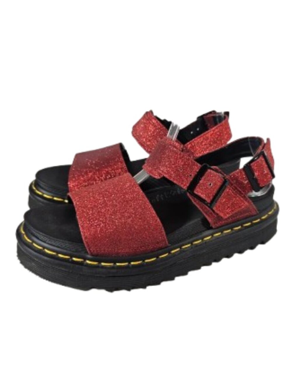 Dr. Martens Voss Glitter Red Sandals Women's Size 7 USL Platform Buckle